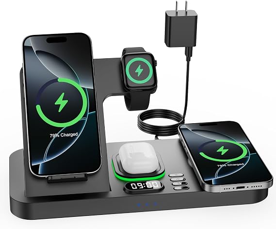 Dual Phone Foldable Wireless Charging Station for Apple, Couple&Family Use