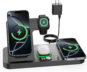 Dual Phone Foldable Wireless Charging Station for Apple, Couple&Family Use