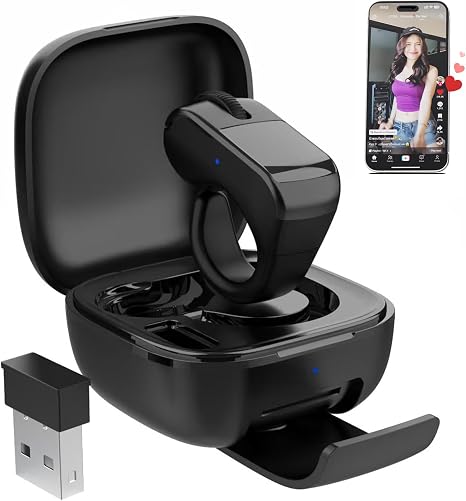 Tiktok Scrolling Ring,Air Finger Ring Mouse with a Touchpad,Bluetooth/Wireless Scroller for iPhone/Android/PC,Remote Control for Camera/Video Recording/Kindle App (Black)