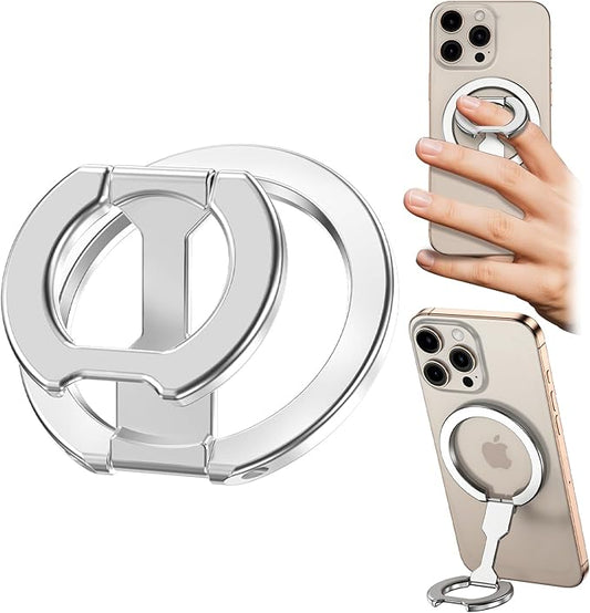 Magnetic Ring Holder for MagSafe Dual-Sided, Removable Phone Finger Grip Holder Adjustable Kickstand for iPhone 17/16/15/14/13 Series, Magnet Phone Stand Grip Compatible with Magnetic Car Mount
