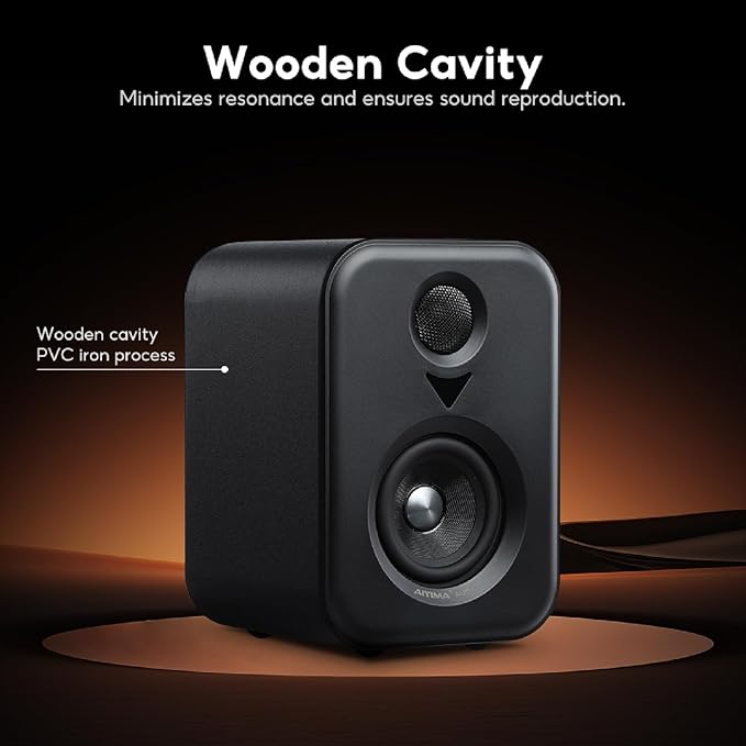 AIYIMA S400 80 Watt 2.0 Channel Home Audio Active Bookshelf Speakers with Sub Out | TPA3118 Amp Chip | Bluetooth/Optical/RCA/USB Input for TV | Treble & Bass Tone | Remote |Upgraded Version