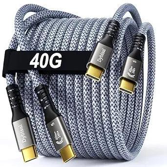 40Gbps Thunderbolt 5 Cable 10FT 2Pack Compatible, 8K@60Hz / 4K@144Hz, PD3.1 240W for iPhone 17/18, Mac mini, MacBook Pro M4 M5, Galaxy, Thunderbolt 5/4, SSD, eGPU, Studio Display