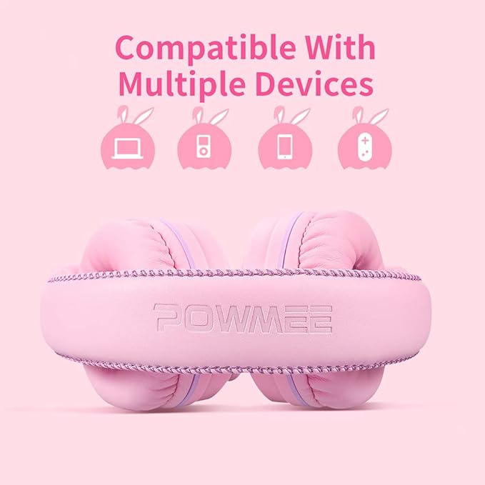 M1 Kids Headphones Wired Headphone for Kids,Foldable Adjustable Stereo Tangle-Free,3.5MM Jack Wire Cord On-Ear Headphone for Children (Pink)