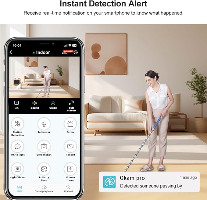 EVERSECU 2K Mini Indoor Corded Security Camera for Home, Night Vision, Pet Camera with Phone App, Motion Detection, 2-Way Audio, 2.4ghz WiFi Baby Monitor, Work with Alexa, Supports RTSP&ONVIF(4pack)