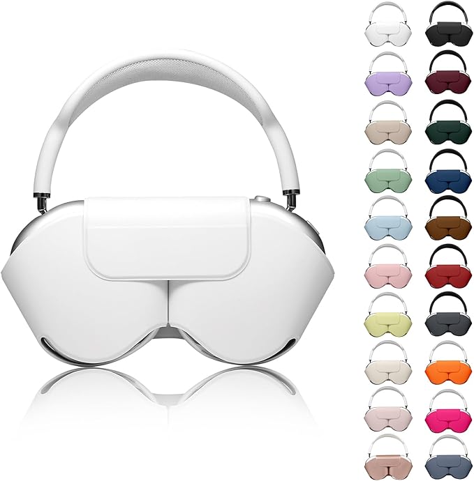 for Apple Airpods Max Case,Headphones Protective Case for AirPod Max Supports Sleep Mode, Anti-Scratch and Anti-Dust,Airpod Pro Max by PU Leather,White 2