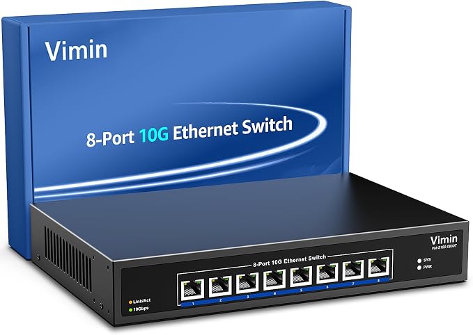 8 Port 10G Ethernet Switch Unmanaged Plug & Play Desktop/Rack Mount