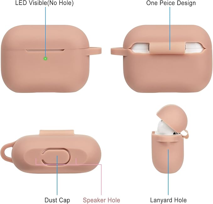 Case for Airpods Pro, Silicone Protective Case Cover with Cute Bling Keychain - Milk Tea