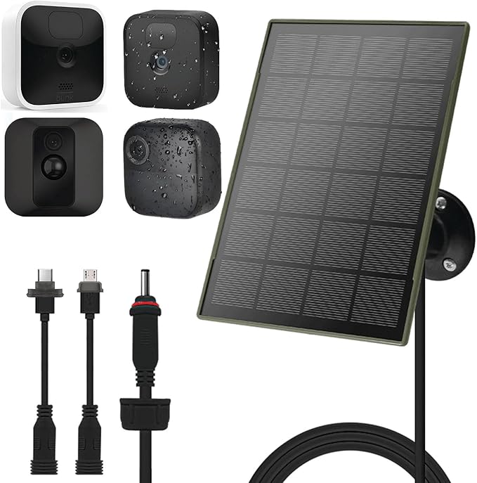 3W/5V Solar Panel with Biuld-in 6000mAh Batteries,Compatible with Blink Camera,for Blink Outdoor 4(4th Gen)/Outdoo/Indoor (3rd Gen) XT3 and XT/XT2 Camera,IP65,with 9.8ft/3m Cable,Easy to Install