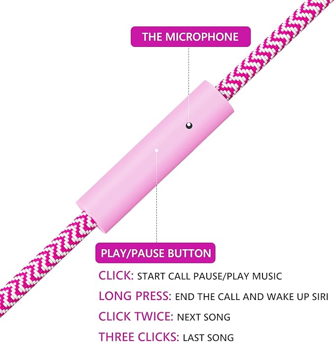 GEEKRIA Kids Wired Earbuds with Mic & Volume Control for School and Online Class, Children's 3.5mm Jack in-Ear Earphone with 85dB Volume Limit for Small Ears, Storage Case Included (Pink)