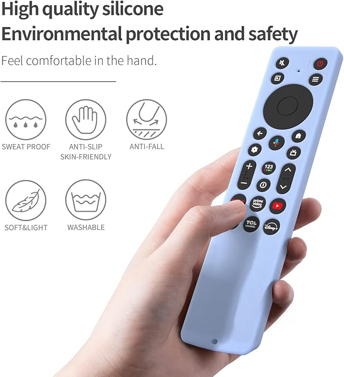 Silicone Cover for TCL RC813A Remote 2025 QM6K Series Remote Silicone Protective Skin Case Anti-Slip Cover with Lanyard(Luminous Blue)