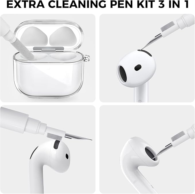 AhaStyle Clear Airpods 4 Case Cover with Cleaning Kit [Anti-Yellowing] Soft TPU Protective Covers Skin Designed for Apple AirPods 4th Generation 2024 Support USB-C Charging Case and Wireless Charging