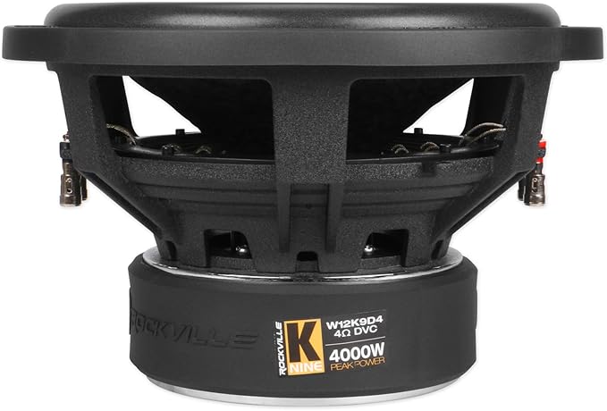 Rockville W12K9D4 V3 12" K9 Series Car Subwoofer, 4000W Peak/1000W RMS, Dual 4-Ohm, Ultra-Stiff Cone, Double-Stacked Magnet, for Car Audio Bass Systems