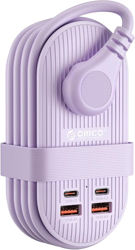 ORICO 22.5W Travel Power Strip, 7 in 1 Charging Station(3AC, 4 USB Ports)