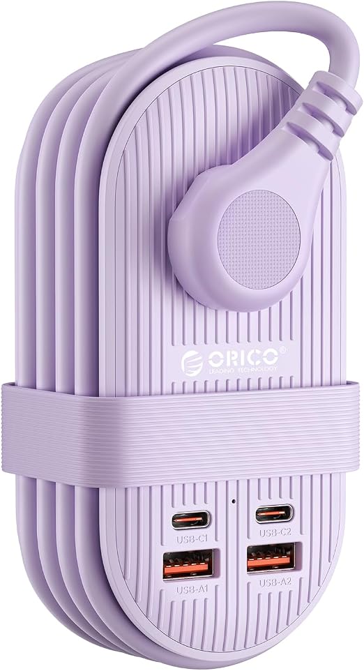 ORICO 22.5W Travel Power Strip, 7 in 1 Charging Station(3AC, 4 USB Ports)