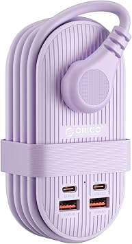 ORICO 22.5W Travel Power Strip, 7 in 1 Charging Station(3AC, 4 USB Ports)