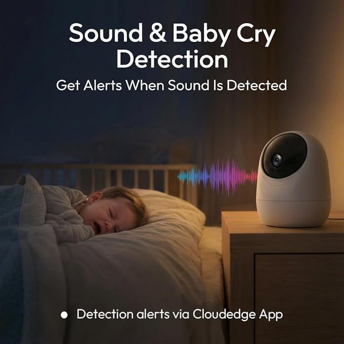 Rraycom 3Pack 4MP Indoor Baby & Pet Monitor Camera, 360° Auto Tracking, Cry & Sound Detection, Dual-Band 2.4G/5G WiFi, SD & Free Cloud Storage, Alexa & Google Home Compatible