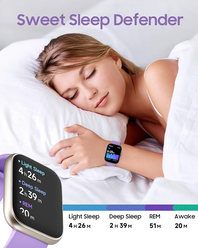 TOOBUR Smart Watch for Women, Alexa Built-in, Answer/Make Calls, 1.91" HD Screen Fitness Watch, IP68 Waterproof, 100 Sports, Heart Rate Monitor, Sleep Tracker, Smartwatch Compatible Android iOS, Lilac