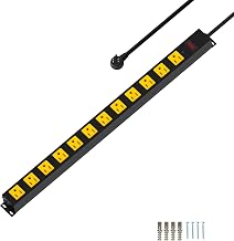 Metal 12 Outlet Mountable Power Strip, 2100J Surge Protector with Heavy Duty 6ft Extension Cord, Wide Spaced and Wall Mount Metal Powerstrip for Garage, Desk, Industrial, Shop and Indoor (6ft) - Image 1