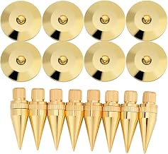 8Pcs Speaker Spike Pad Kit, 6x36mm Speaker Isolation Spikes with Plated Feet Pads, Pure Copper Speaker Spike Isolation Stand for Amplifier, CD DVD Player, Subwoofer, Gold - Image 1