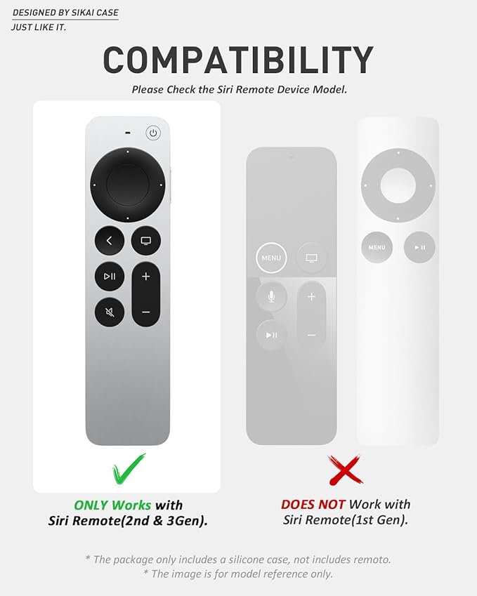 SIKAI CASE Silicone Case Fit Designed for Apple TV 4K 2021/2022 Siri Remote Protective Case with Shockproof Compatible with AirTag (Crocodile)