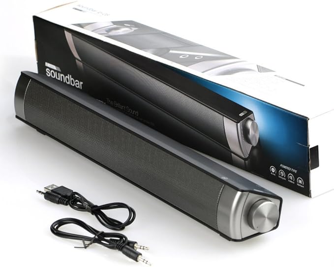 Powerful Portable Soundbar for iMac MacBook PC iPhone Bluetooth 3.0 +EDR, Speakerphone, Powerful 1800mAh Lithium Battery, Super Bass, 3D Stereo Surround Sound 2.0 Channel, Home Cinema System (Silver)