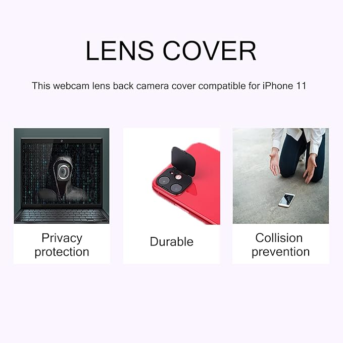 Phone Camera Lens Cover Compatible for iPhone 11,Camera Lens Protector to Protect Privacy and Security,Strong Adhesive,2 Pack