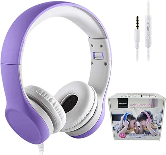 Kids Headphones with Cord, Toddler Headphones with Sharing Function, 85dB/93dB Safe Volume Limit, for Toddler Children Baby Boys Girls On-line Study, School, Travel use (Purple)