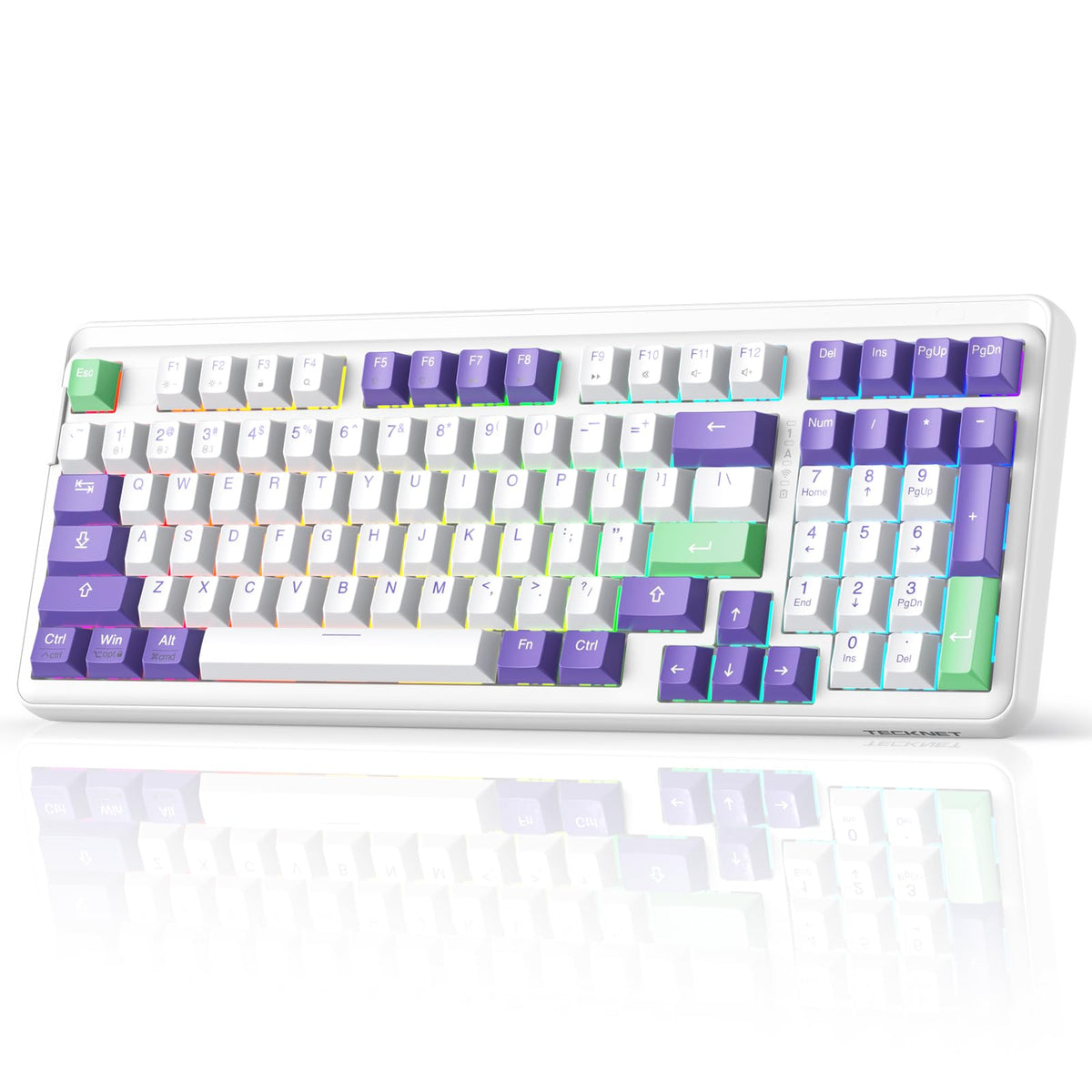 TECKNET Mechanical Keyboard,Tri-Mode Hot Swappable 96% Compact Keyboard