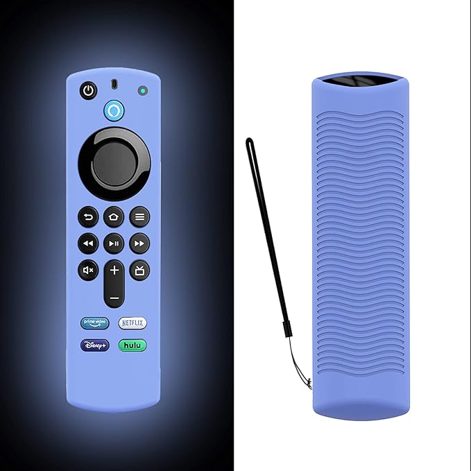 Blue Remote Case Cover Replacement for TV Stick (3rd Gen) 2021 Release Voice Remote, Silicone Protective Case Sleeves with Lanyard Glow in Dark - LEFXMOPHY