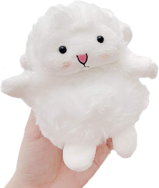 Yatchen Plush Case Compatible with AirPods 1&2, Cute 3D Cartoon Fur Sheep Design Funny Cover with Keychain Protective Case