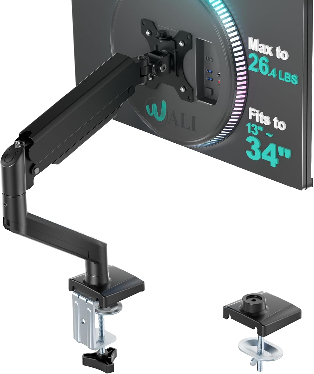 Single Monitor Arm — Full Motion, VESA 75/100mm, Up to 34"