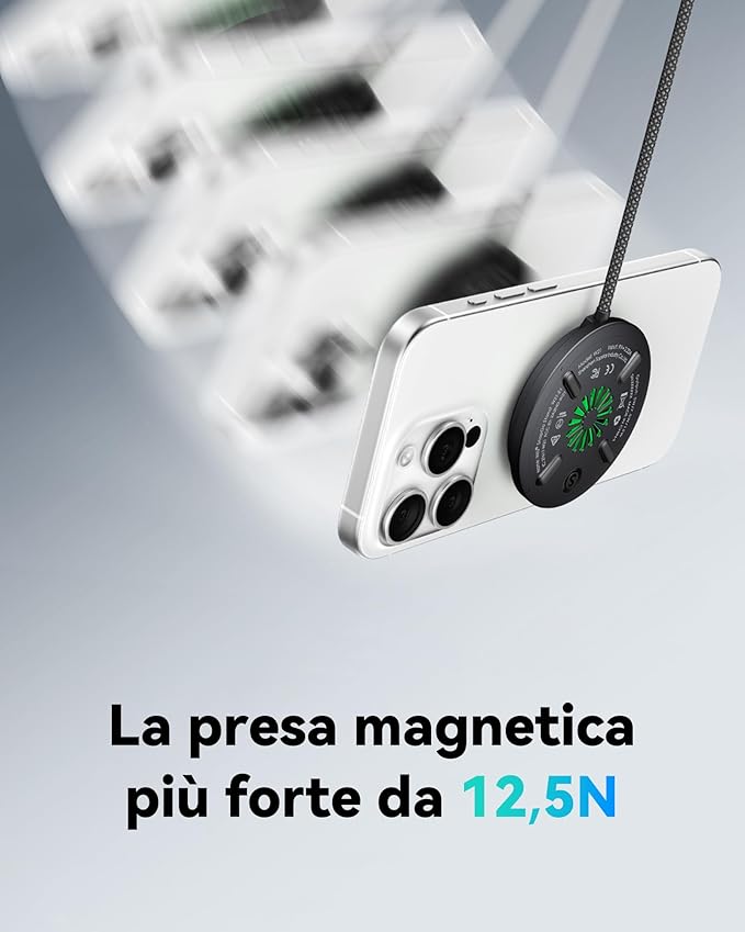 INIU Qi2 Certified Magnetic Wireless Charger, 15W Fast MagSafe-Compatible Wireless Charging Pad with Cooling Fan, Only for iPhone 17 16 15 14 13 12 Series, AirPods, and More (Adapter Included)