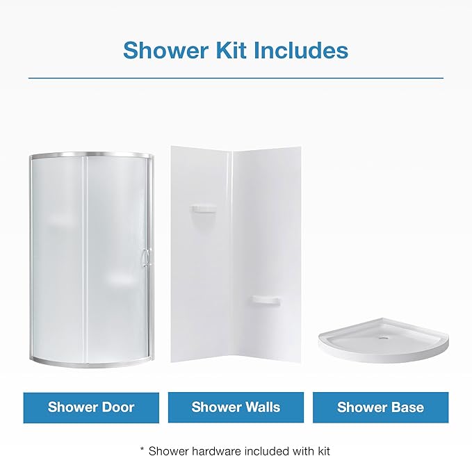 OVE Decors Breeze 36 in. Corner Shower Frosted Sliding Door with Base in Satin Nickel Finish