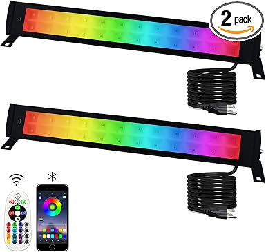 2 Pack 50W RGB Wall Washer Light, Indmird Stage Wash Light Bar, RGB Light Bar, Warm 3000K & 16 Million Colors&Timing& Music Sync, for Commercial Lighting, Birthday Party, Garden Lighting, Wall Display