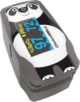 CHOICEMMED OLED Panda Pulse Oximeter Fingertip – SP02 Pulse Oximeter for Small Fingers – Blood Oxygen Saturation Monitor with Color OLED Screen - O2 Saturation Monitor with Batteries