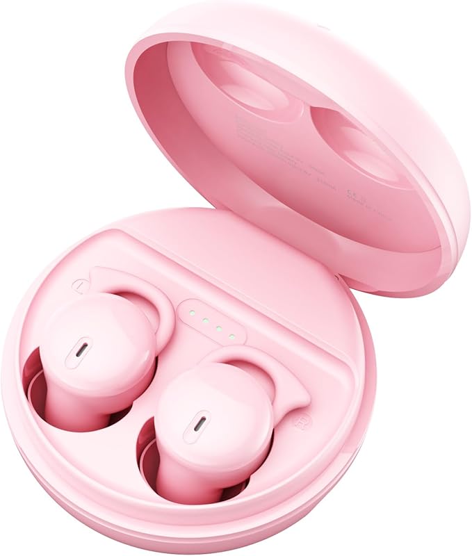 Invisible Sleep Headphones, Sleep Earbuds for Side Sleepers, Mini Noise Blocking Sleep Earphones, Bluetooth 5.3 Stereo in-Ear Wireless Earbuds for Sleeping, Working, Pink