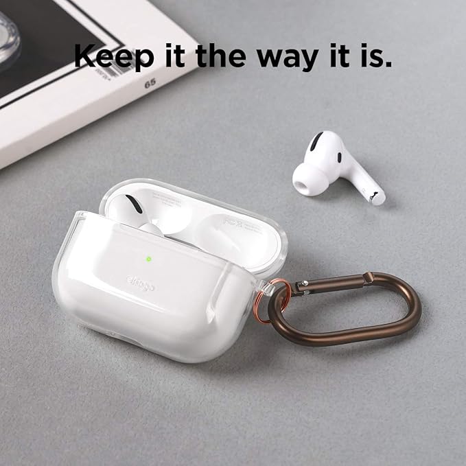 elago Compatible with AirPods Pro Case Clear - High Rating, TPU Transparent Shockproof, Protective Case Cover with Keychain, Gel Tape Included, Wireless Charging [Transparent]