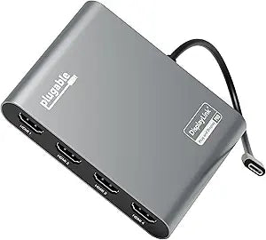 Plugable USB C to Quad HDMI 4K Adapter with 100W PD, USBC-7400H4
