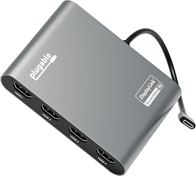 Plugable USB C to Quad HDMI 4K Adapter with 100W PD, USBC-7400H4