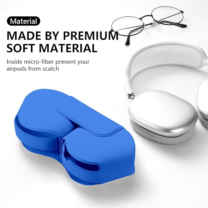 Maxjoy for Apple Airpods Max Smart Case Cover, Soft PU Leather Protective Cover Accessories for Airpod Max with Sleep Mode, Anti-Dust Travel Carrying Case for Airpods Pro Max Headphones,Navy Blue