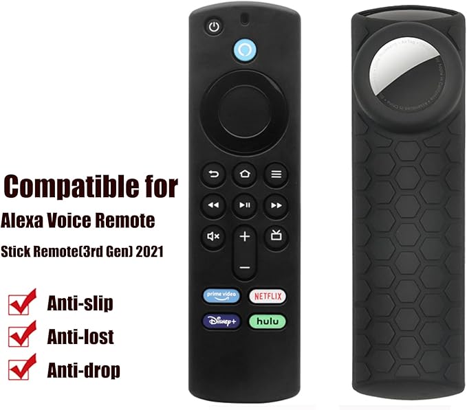 Compatible Alexa 3rd Gen Remote Cover with Holder, 2 in 1 Silicone Protective Sleeve for Holder and TV 3rd GenRemote Control,Black
