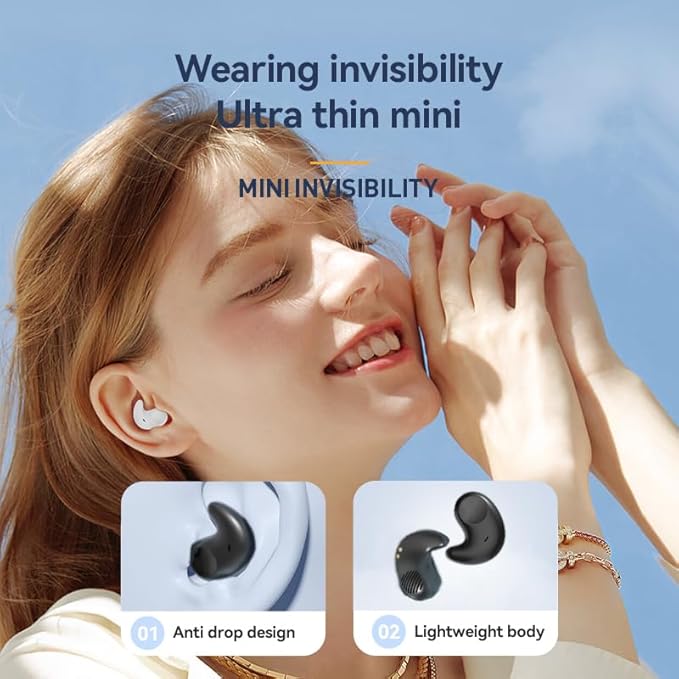 Bluetooth Earbuds,Wireless Sleep Ear Buds,Invisible Noise Cancelling Headphones,Bluetooth 5.4 Sleeping Headset for Side Sleepers Small Ears Canal,Discreet in-Ear Tiny Earphones,for Samsung/Android