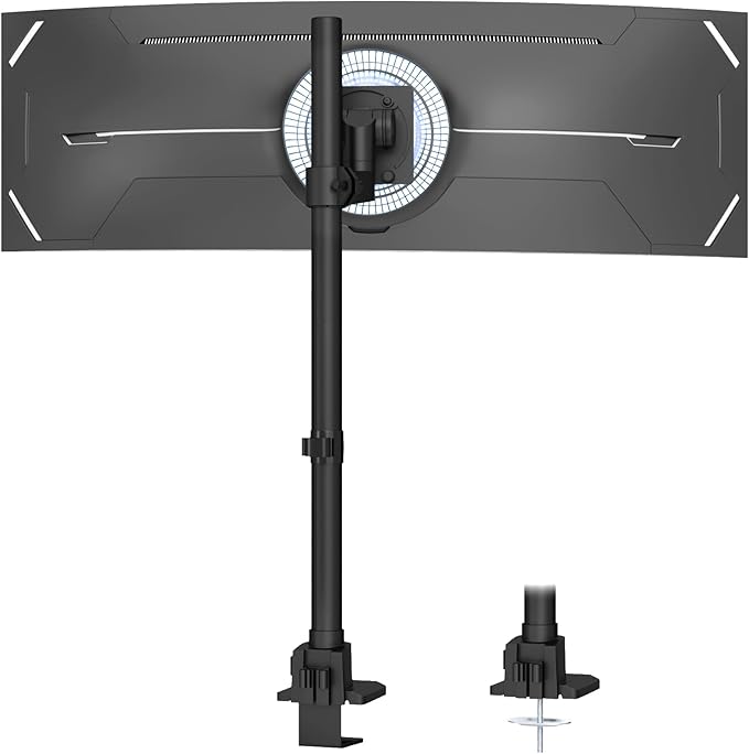 Heavy Duty Monitor-Arm Ultrawide for 24-57’’ - Extra Tall Aluminum Single Monitor Mount Holds up to 59.4 lbs, Adjustable Desk Mount Stand, VESA 75/100/200 mm, Black