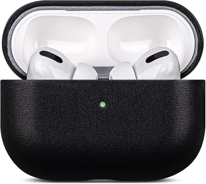 Case Compatible with AirPods Pro (2nd Generation), Lopie Handmade AirPods Pro 2 Leather Case Cover, Protective Hard Case Fully-Wrapped with Top Grain Leather (Not for AirPods Pro 1st Gen) - Black