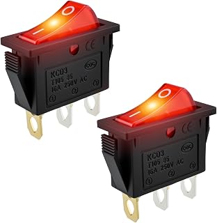 2Pcs Red LED Lighted KCD3 Rocker Switch | SPST On/Off 2 Position 3 Pin - Image 1
