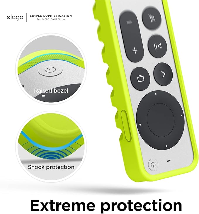 elago R3 Protective Case Compatible with 2022 Apple TV Siri Remote 3rd Generation, Compatible with 2021 Apple TV Siri Remote 2nd Gen - Great Grip, Shock Absorption, Drop Protection [Neon Yellow]