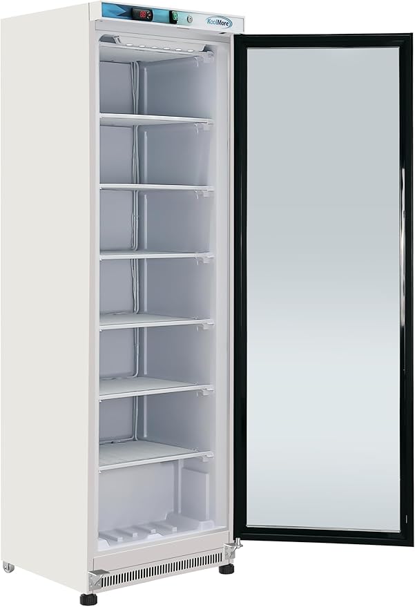 KoolMore KM-FMD12WGD 12 Cu. ft. Commercial Freezer with Glass Door in White-Manual Defrost