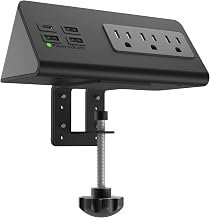 Nightstand Edge Mount Power Strip with USB-C Ports Tabletop Desk Clamp Power Sockets with 3 AC Outlets &4 Fast Charging USB Ports for Home Office Hotel and Dormitory - Image 1