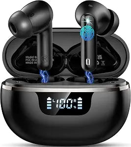 Wireless Earbuds, 2026 Bluetooth 5.4 Headphones HiFi Stereo, 50H Playtime In Ear Buds Deep Bass with 4 ENC Noise Cancelling Mics, IP7 Waterproof Wireless Earphones with LED Display, Fast Charging Case