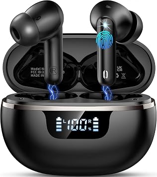Wireless Earbuds, 2026 Bluetooth 5.4 Headphones HiFi Stereo, 50H Playtime In Ear Buds Deep Bass with 4 ENC Noise Cancelling Mics, IP7 Waterproof Wireless Earphones with LED Display, Fast Charging Case